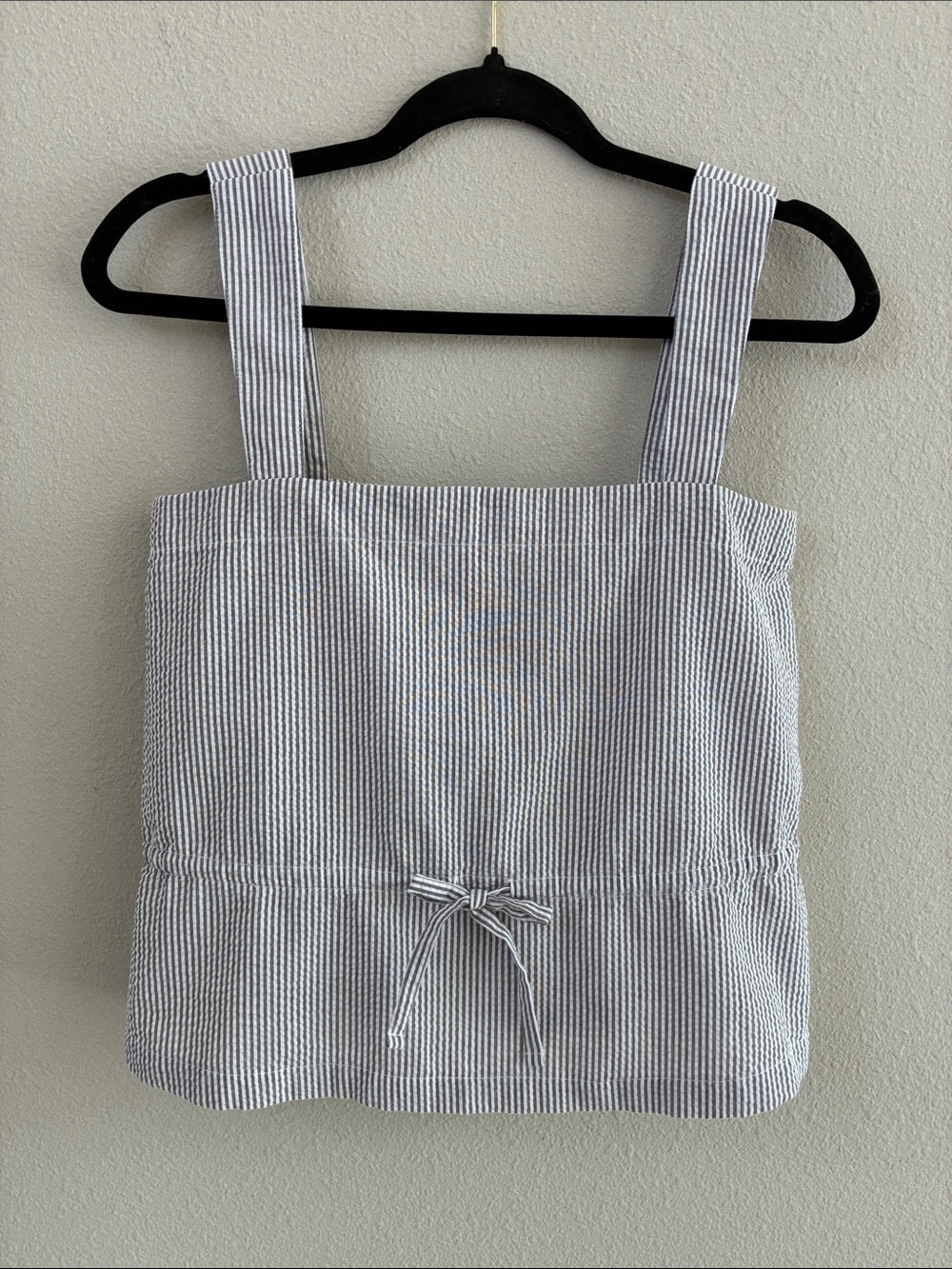 Summersalt Brown/White Seersucker Stripe Adjustable Strap Peplum Top Size XS